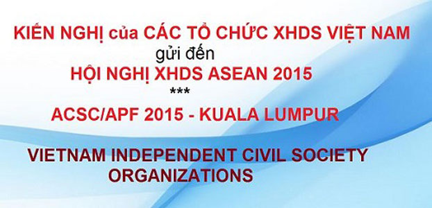 Các tổ chức XHDSVN gởi kiến nghị đến Hội nghị XHDS ASEAN 2015